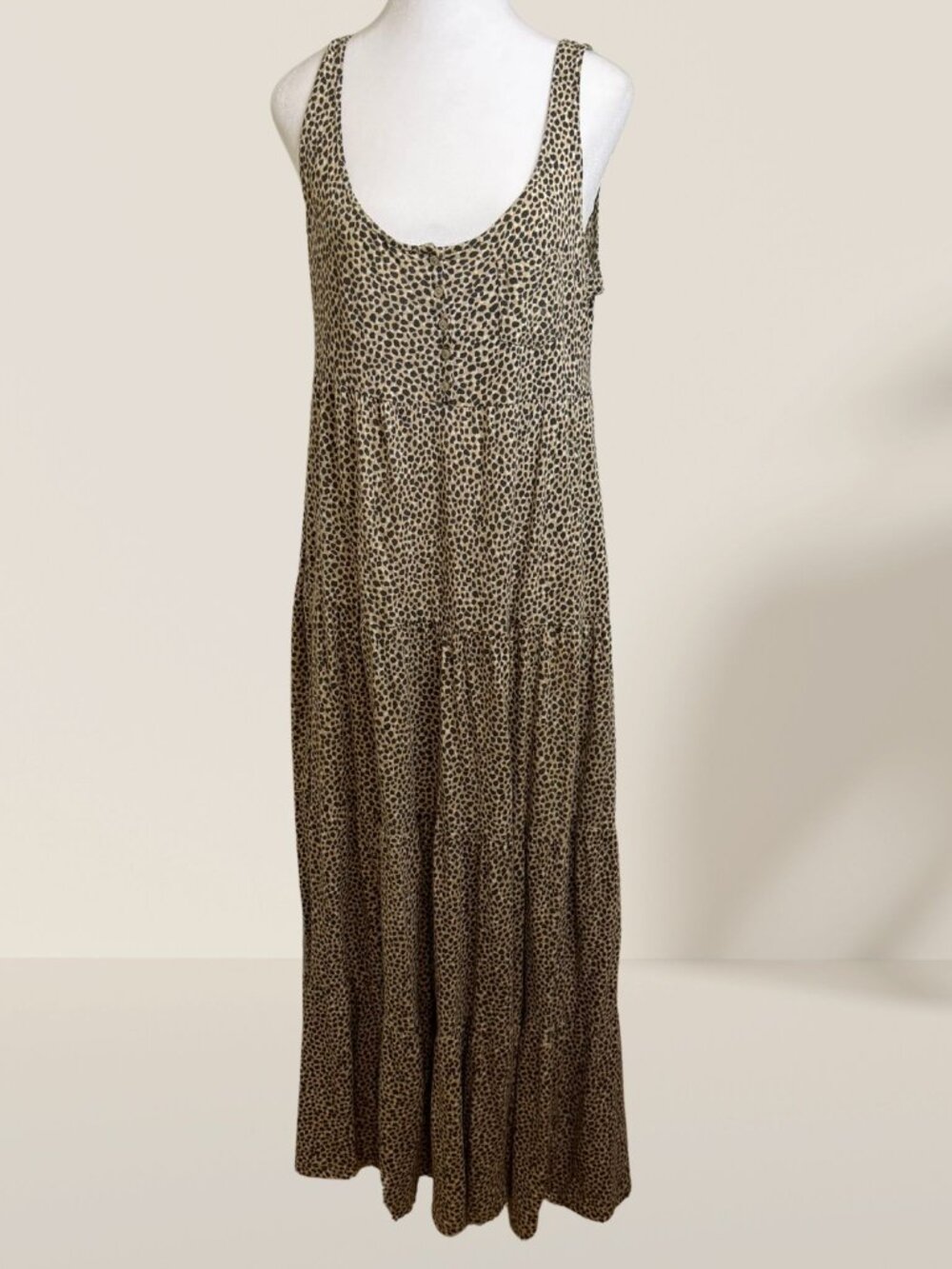 H&M Leopard Cheetah Print Sleeveless Tiered Maxi Dress Size M | Boho Summer